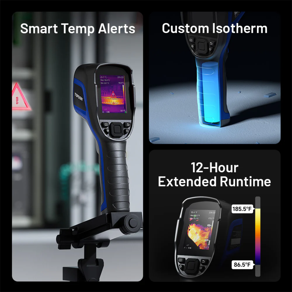 TOPDON TC004 handheld IR camera with LED light active